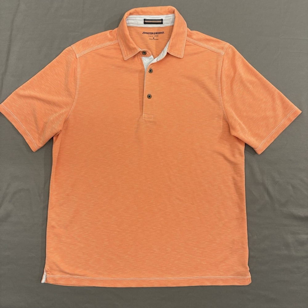 Johnston & Murphy Shirt Mens Medium Orange S/S Golf Walking Polo